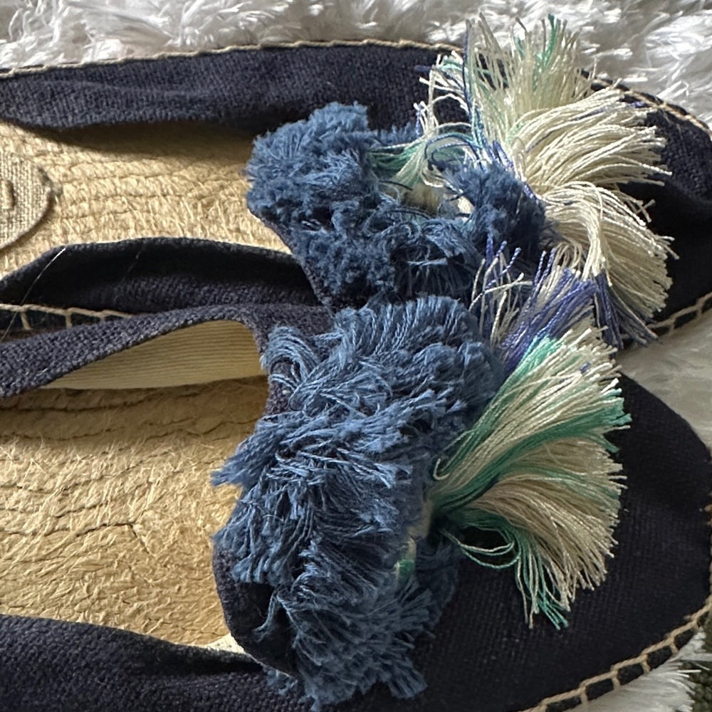Soludos Navy and Cream Espadrilles with Tassels - Picture 3 of 6